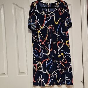 Rafaella SS Navy Chain Print Dress